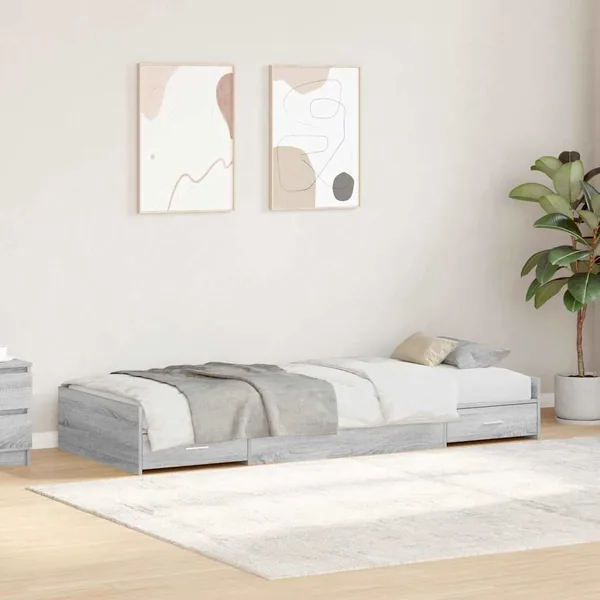 Cadre de lit Gris Sonoma 90 x 190 cm Bois d'ingénierie