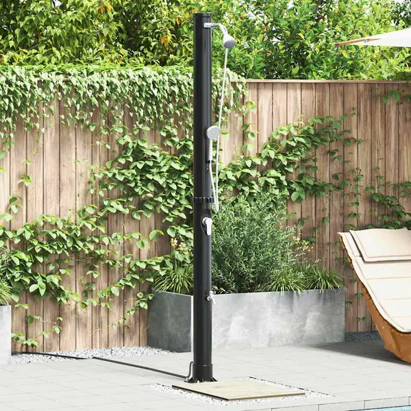 Douche solaire extérieure Noir 217 cm PVC et Aluminium