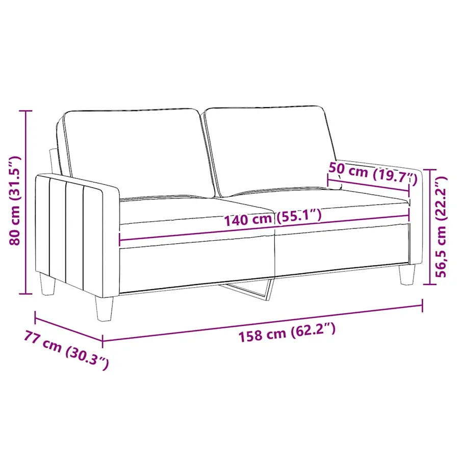 Canapé à 2 places Gris clair 140 cm Tissu - 9