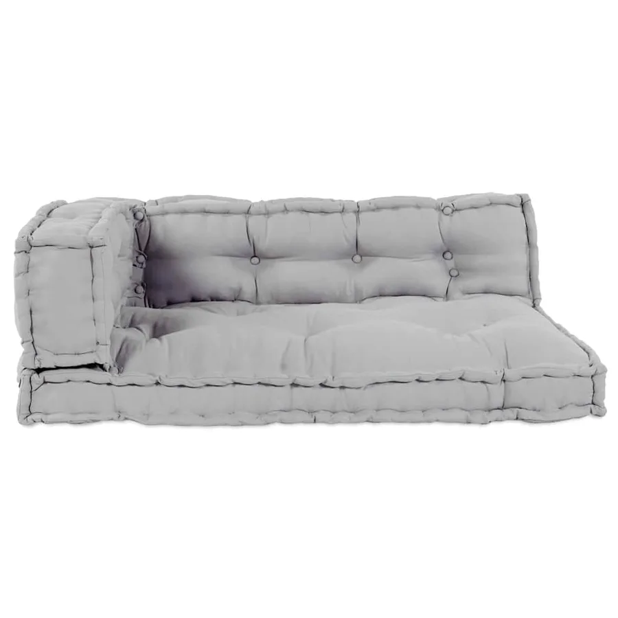 Coussin de canapé sur palette 3 pcs Gris 120 x 80 x 38 cm Tissu - 4