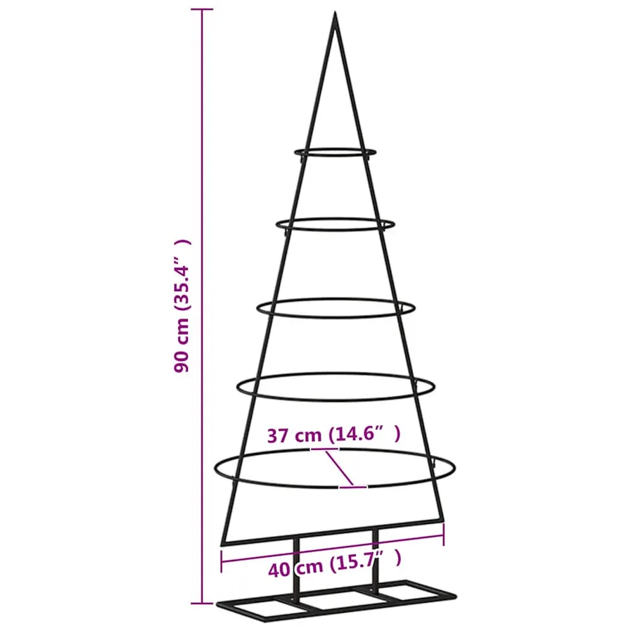Arbre de Noël en métal pour décoration noir 90 cm - 7