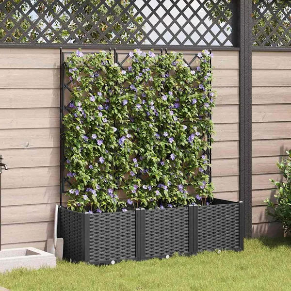 Cache-pot de jardin 3 pc Noir 120 x 40 x 143 cm PP