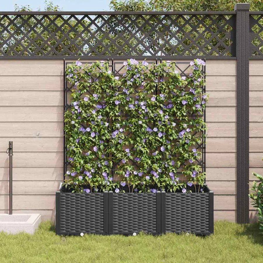 Cache-pot de jardin 3 pc Noir 120 x 40 x 143 cm PP - 3