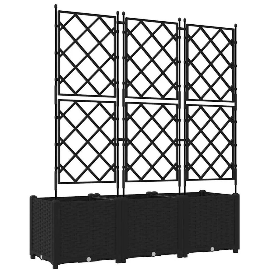 Cache-pot de jardin 3 pc Noir 120 x 40 x 143 cm PP - 6