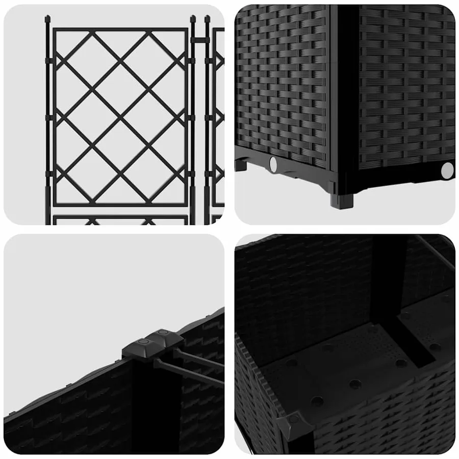 Cache-pot de jardin 3 pc Noir 120 x 40 x 143 cm PP - 7