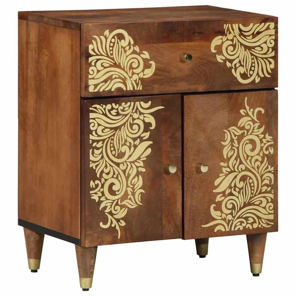 Cabinet de chevet avec porte Marron miel 50 x 33 x 60 cm
