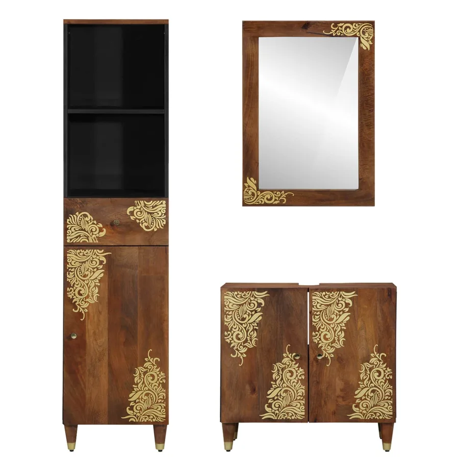 Ensemble de Meubles de Salle de Bain 3 pcs Marron miel - 6