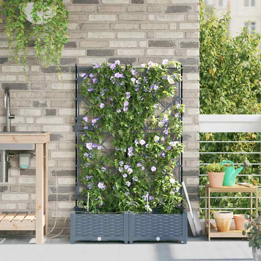 Cache-pot de jardin 2 pc Gris clair 80 x 40 x 126 cm PP - 3