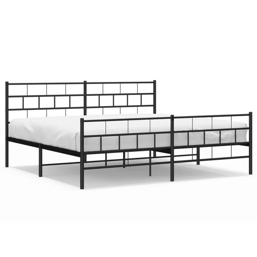 Cadre de lit métal sans matelas avec pied de lit noir 200x200cm - 2