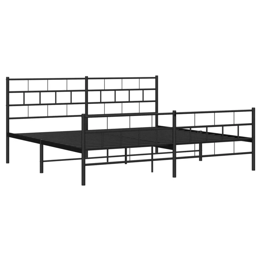 Cadre de lit métal sans matelas avec pied de lit noir 200x200cm - 4