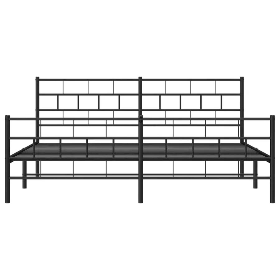 Cadre de lit métal sans matelas avec pied de lit noir 200x200cm - 5