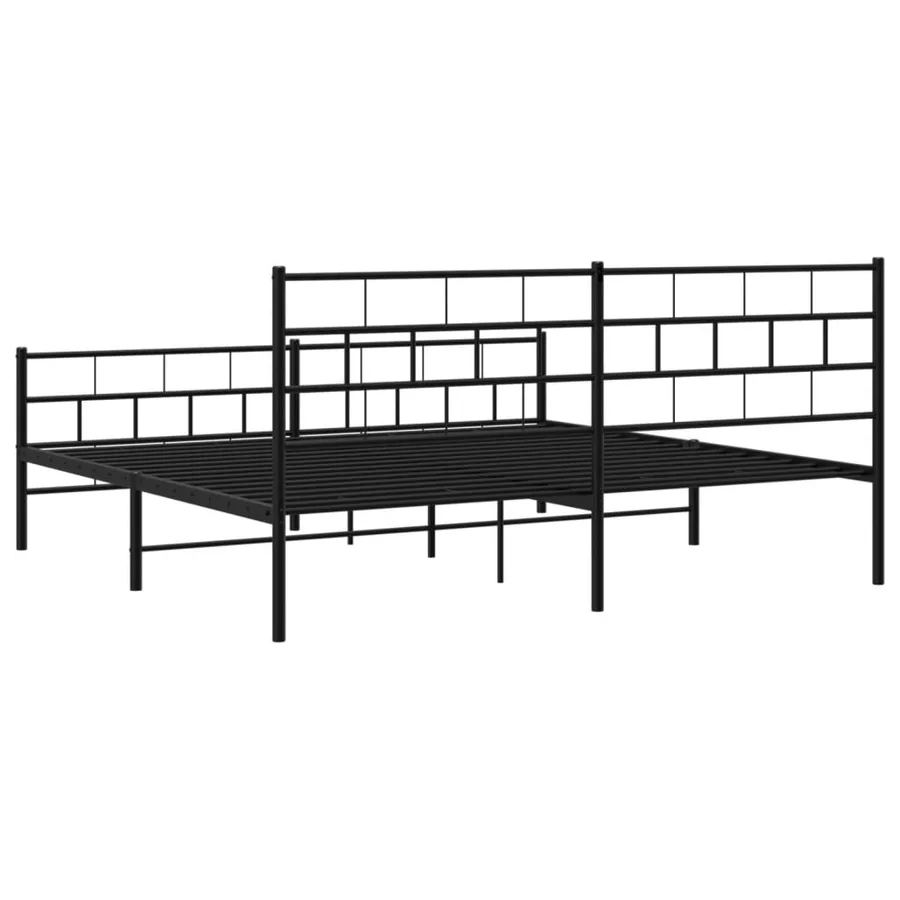 Cadre de lit métal sans matelas avec pied de lit noir 200x200cm - 7