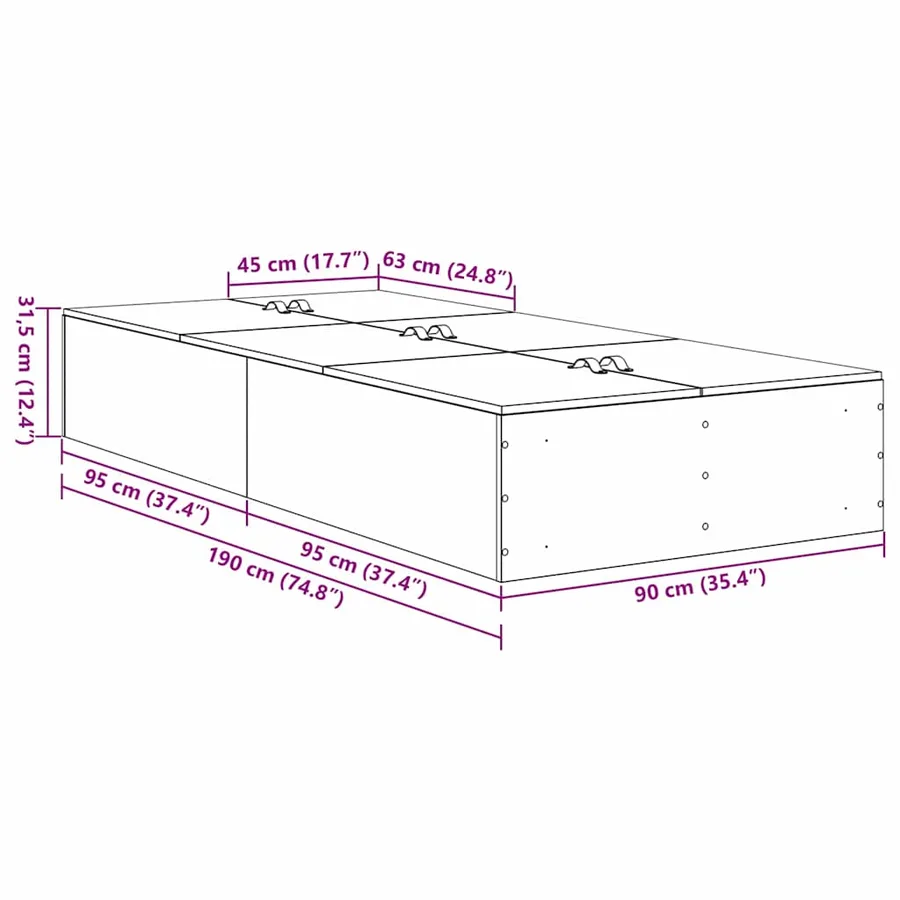 Cadre de lit avec rangement Chêne Sonoma 90 x 190 cm - 12