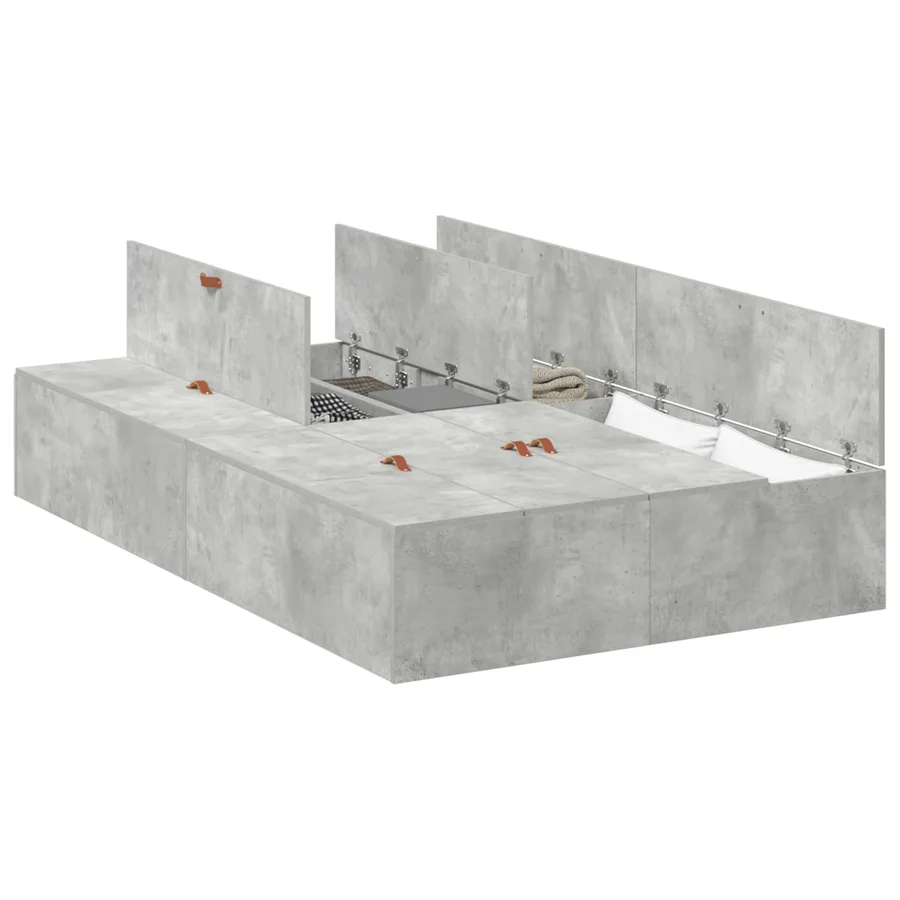 Cadre de lit avec rangement Gris béton 120 x 190 cm - 2