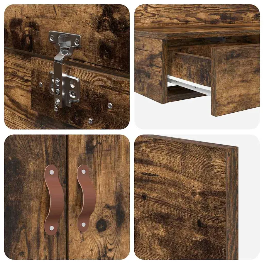 Cadre de lit avec rangement Chêne fumé 90 cm Bois d'ingénierie - 12