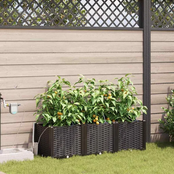Cache-pot de jardin 3 pc Marron 120 x 40 x 37,5 cm PP