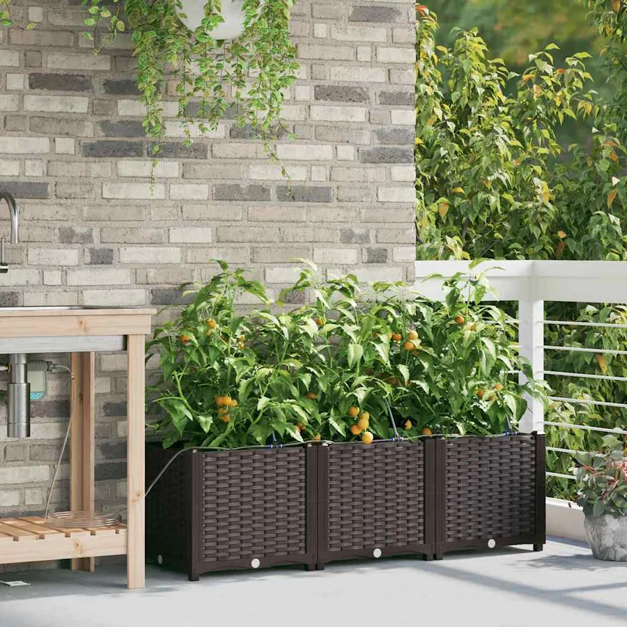Cache-pot de jardin 3 pc Marron 120 x 40 x 37,5 cm PP - 3