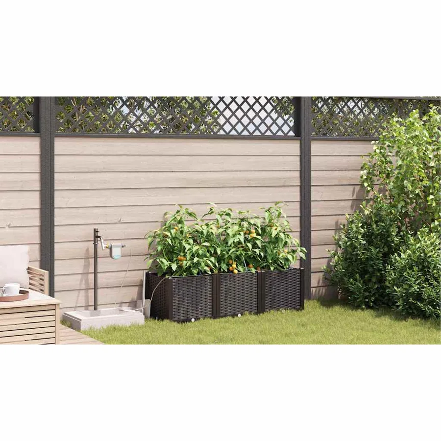 Cache-pot de jardin 3 pc Marron 120 x 40 x 37,5 cm PP - 4