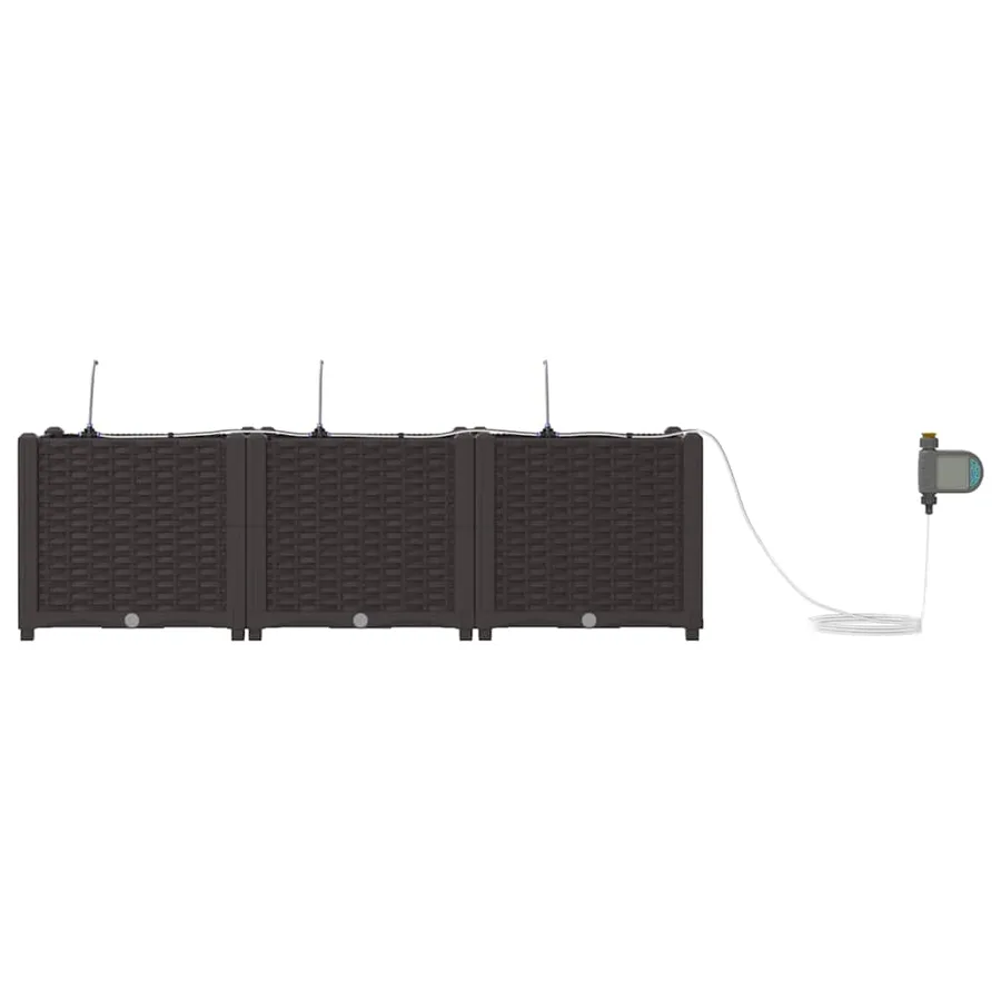 Cache-pot de jardin 3 pc Marron 120 x 40 x 37,5 cm PP - 6