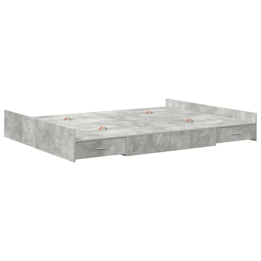 Cadre de lit avec rangement avec tiroir Gris béton 135 x 190 cm - 4