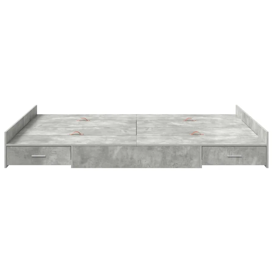 Cadre de lit avec rangement avec tiroir Gris béton 135 x 190 cm - 5