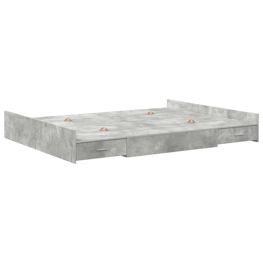 Cadre de lit avec rangement avec tiroir Gris béton 135 x 190 cm - 7