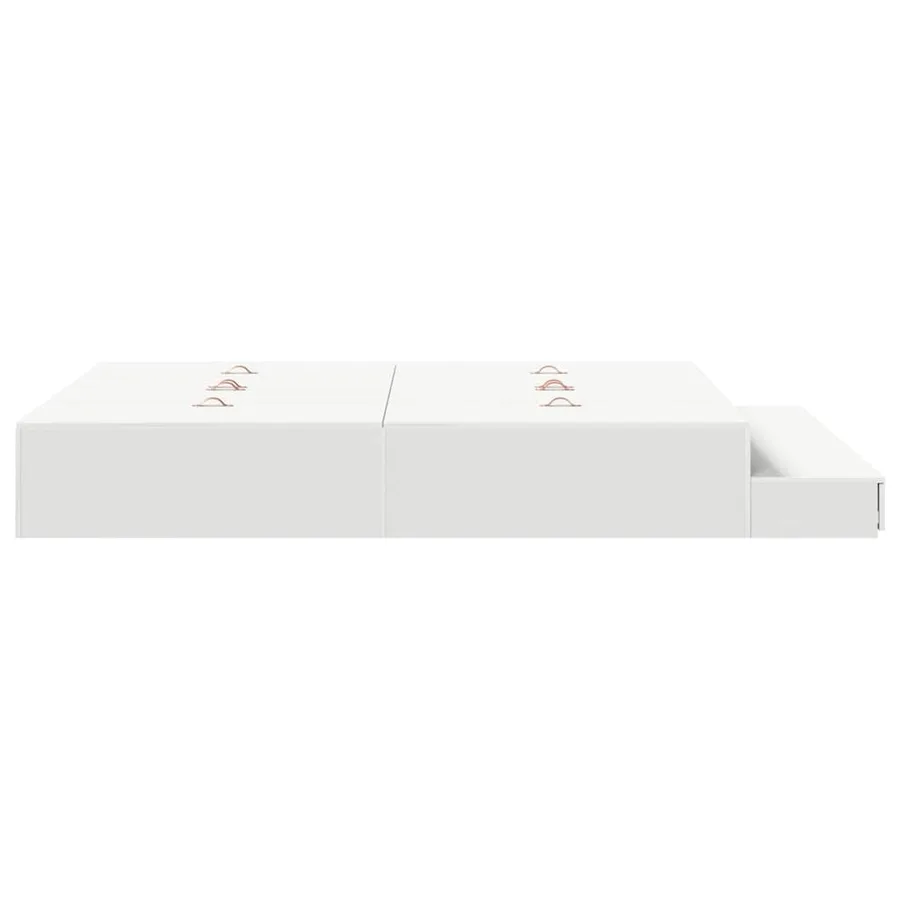 Cadre de lit avec rangement Blanc 135 cm Bois d'ingénierie - 9