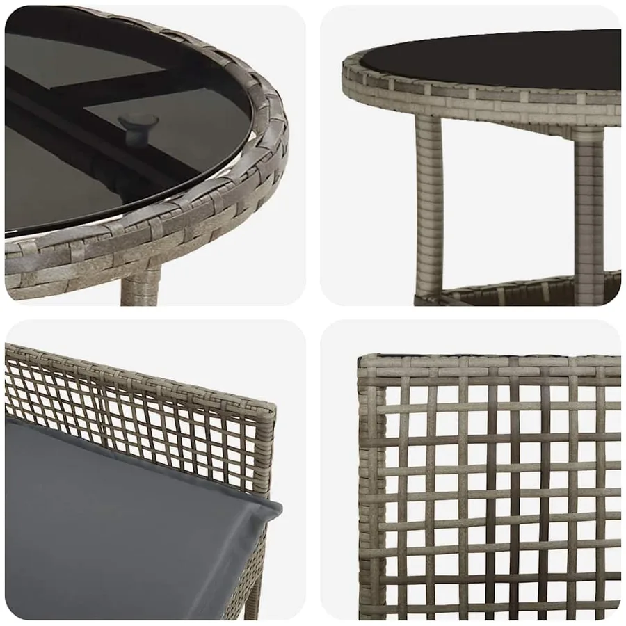 Ensemble de salle à manger pour jardin 5 pcs Gris polyrotin - 9