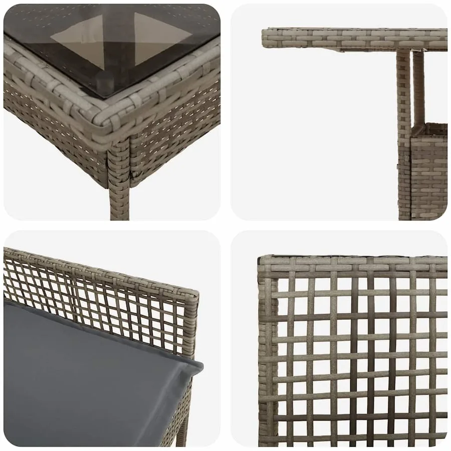 Ensemble de salle à manger pour jardin 3 pcs Gris polyrotin - 9