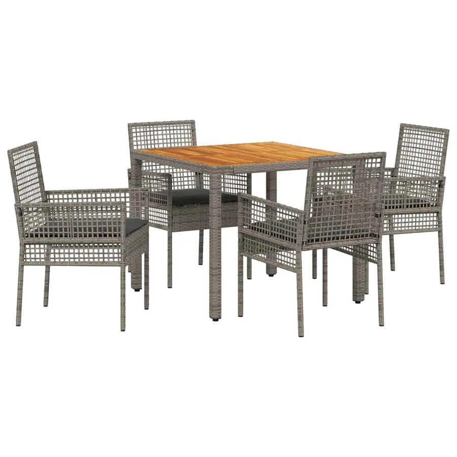 Ensemble de salle à manger pour jardin 5 pcs Gris polyrotin - 2