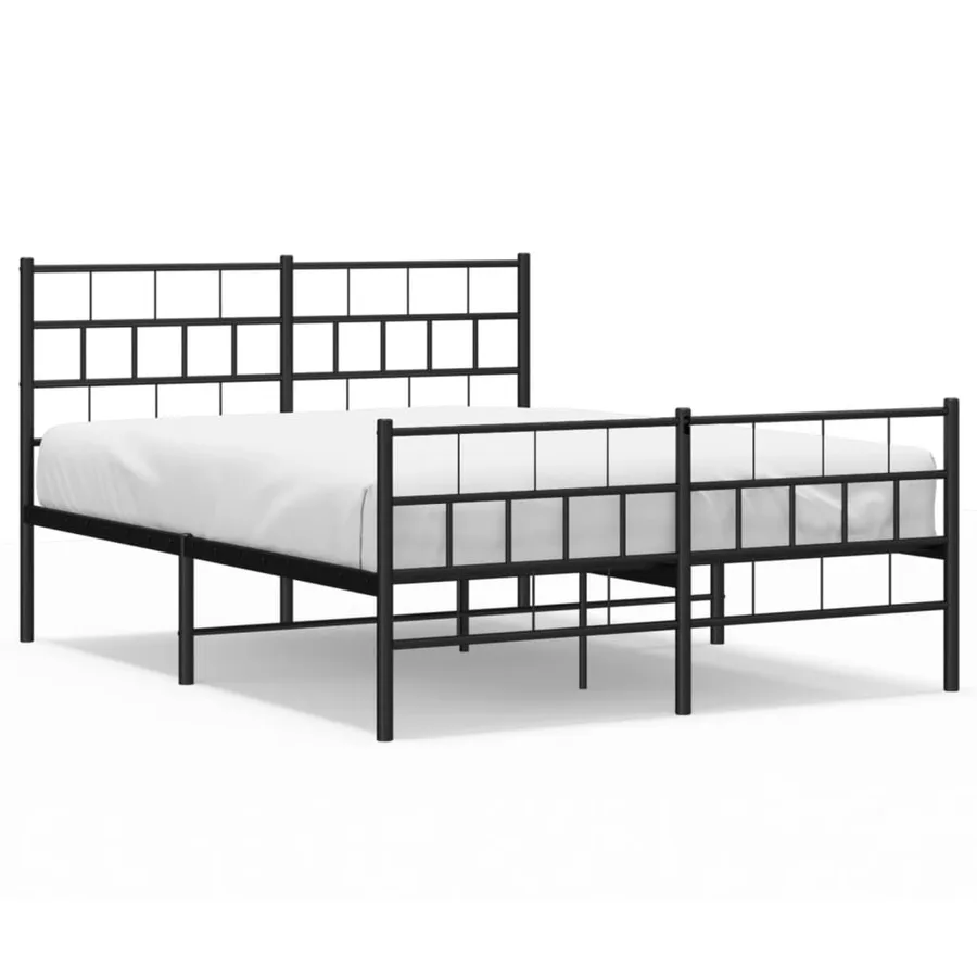 Cadre de lit métal sans matelas avec pied de lit noir 140x200cm - 2