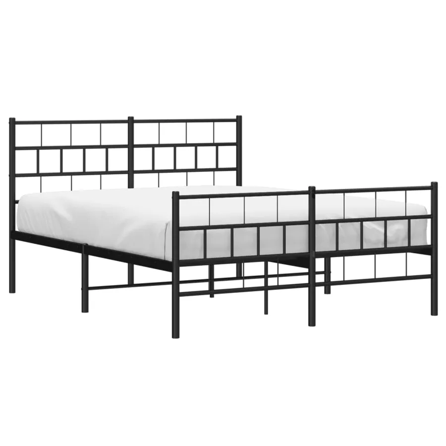 Cadre de lit métal sans matelas avec pied de lit noir 140x200cm - 3
