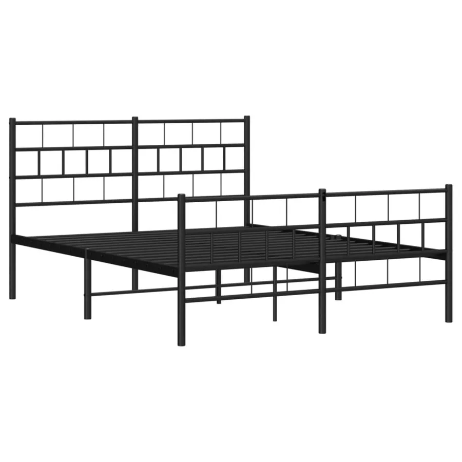 Cadre de lit métal sans matelas avec pied de lit noir 140x200cm - 4