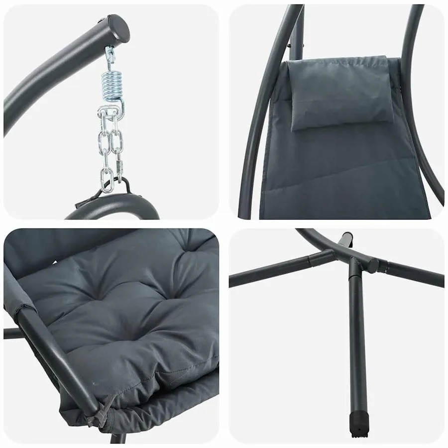 Chaise suspendue Anthracite 94 x 107 x 196,5 cm Acier - 8