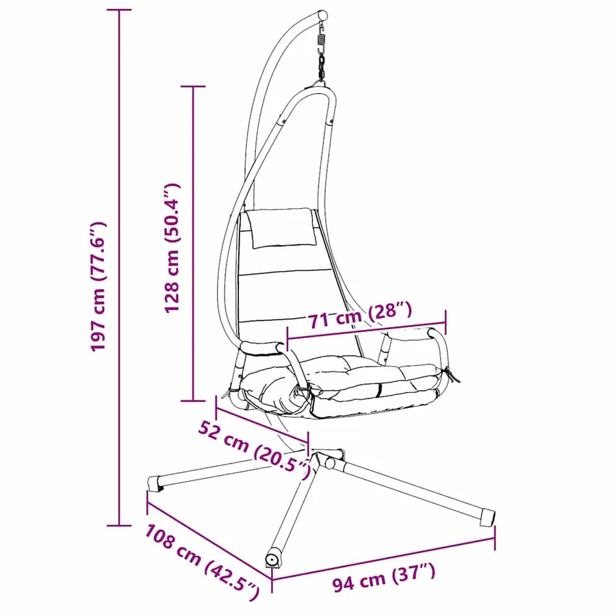 Chaise suspendue Anthracite 94 x 107 x 196,5 cm Acier - 9