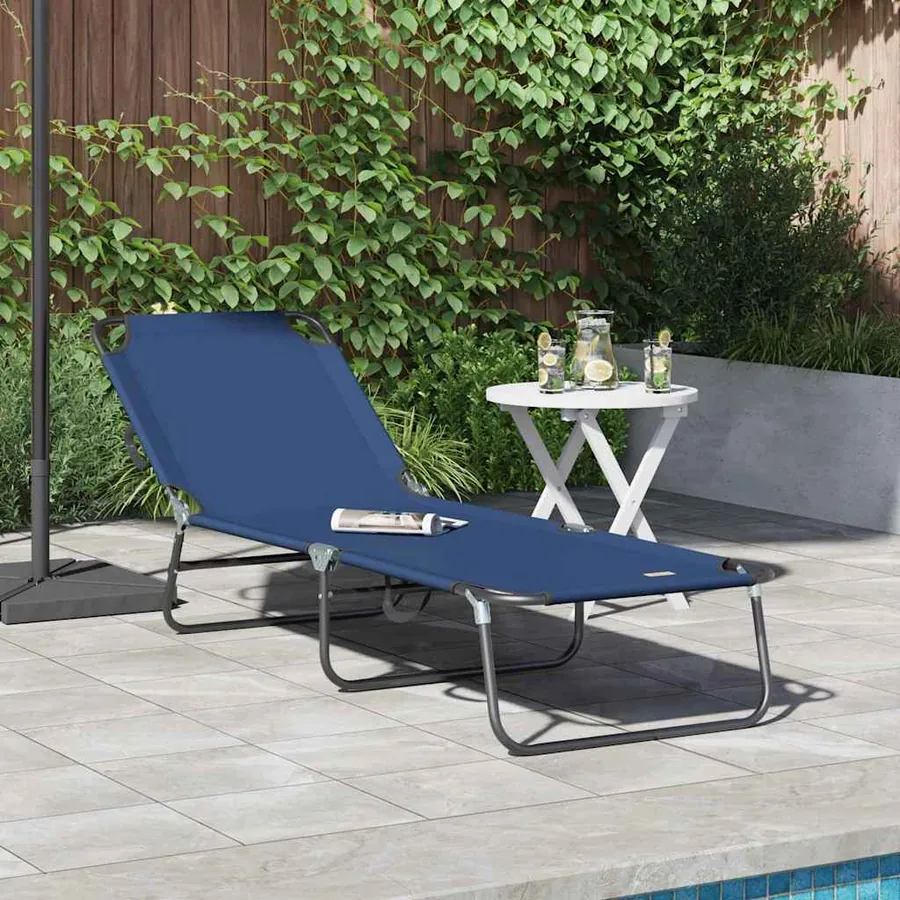 Chaise longue pliante Noir 188 x 57 x 86,5 cm Polyester - 12
