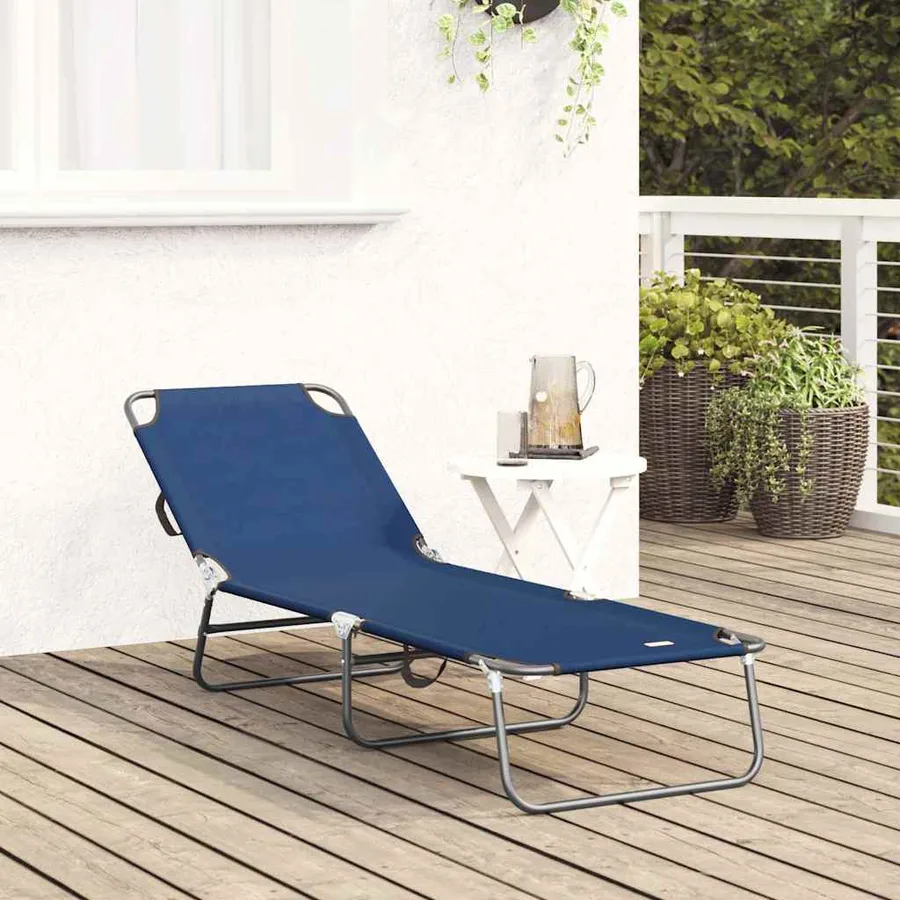 Chaise longue pliante Noir 188 x 57 x 86,5 cm Polyester - 14