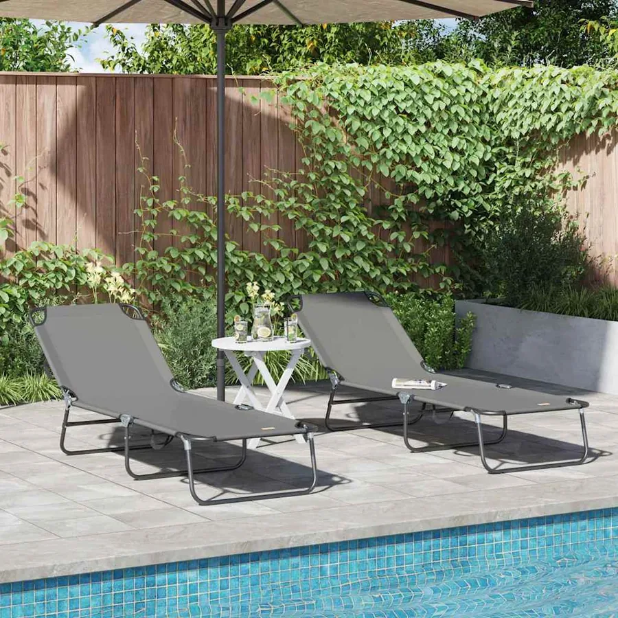 Chaise longue pliante Noir 188 x 57 x 86,5 cm Polyester - 23