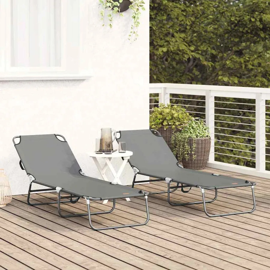 Chaise longue pliante Noir 188 x 57 x 86,5 cm Polyester - 25