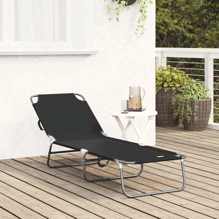 Chaise longue pliante Noir 188 x 57 x 86,5 cm Polyester - 3