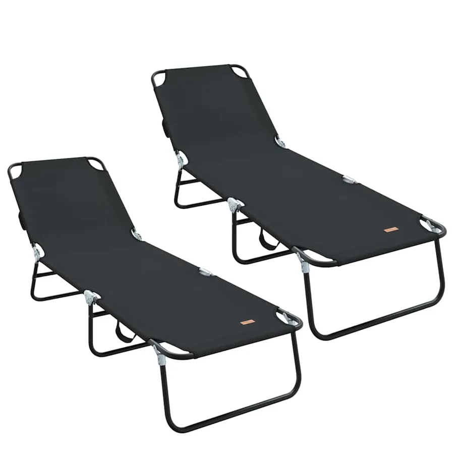 Chaise longue pliante Noir 188 x 57 x 86,5 cm Polyester - 47