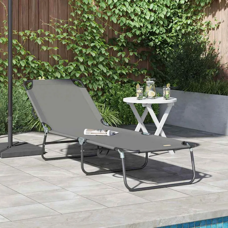 Chaise longue pliante Noir 188 x 57 x 86,5 cm Polyester - 81