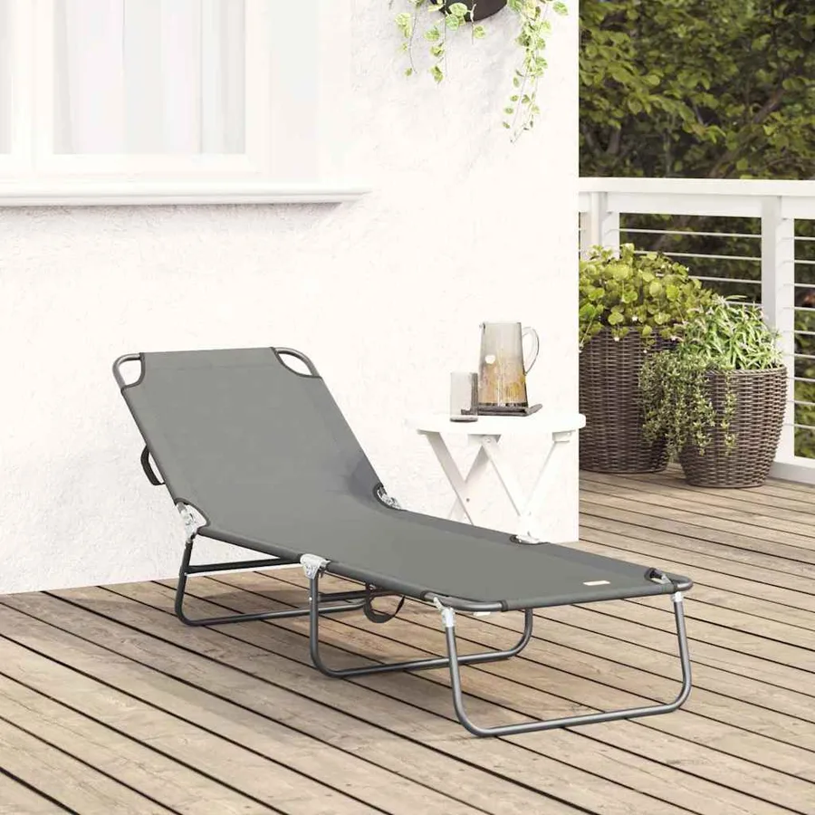 Chaise longue pliante Noir 188 x 57 x 86,5 cm Polyester - 83