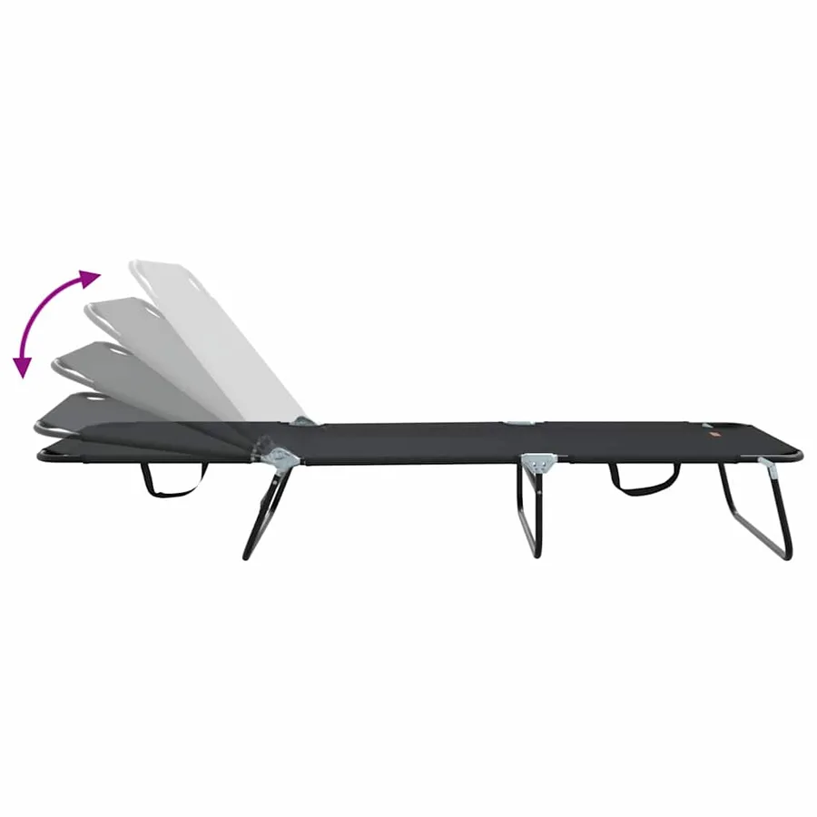 Chaise longue pliante Noir 188 x 57 x 86,5 cm Polyester - 9