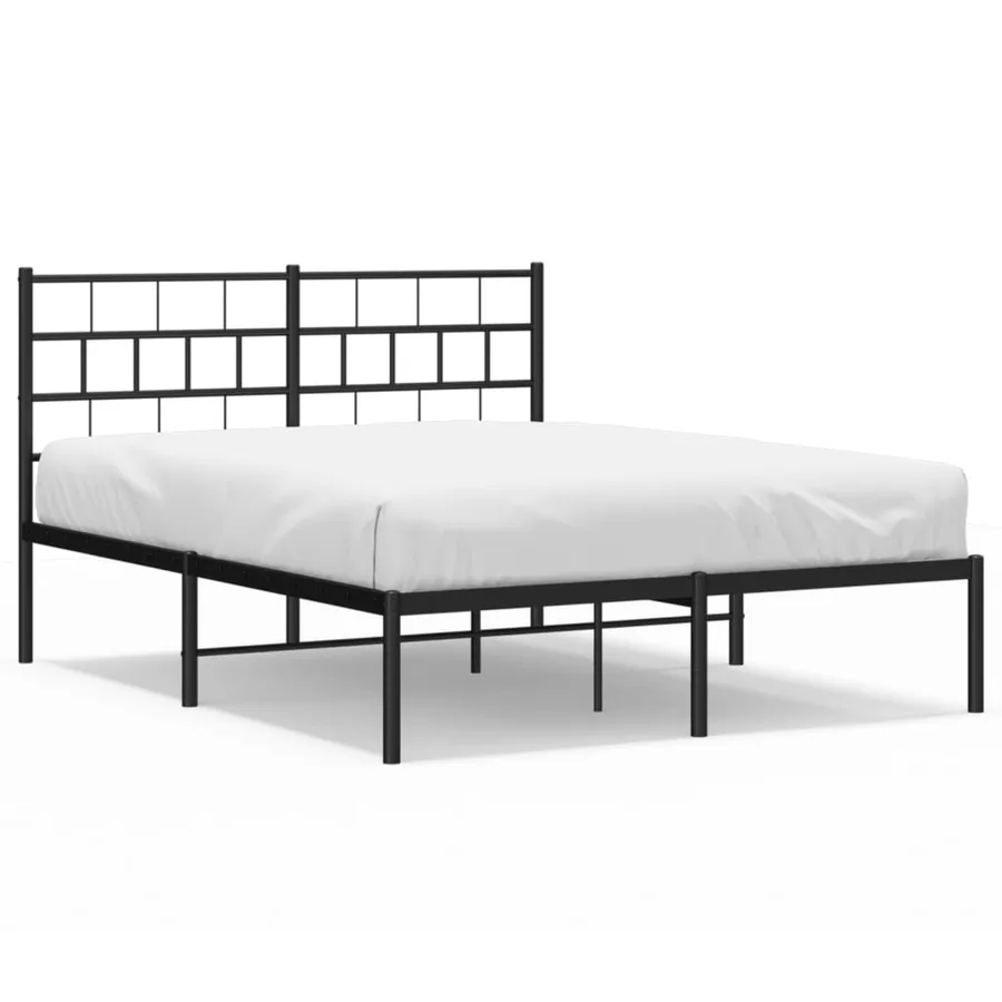 Cadre de lit métal sans matelas avec tête de lit noir 140x190cm - 2