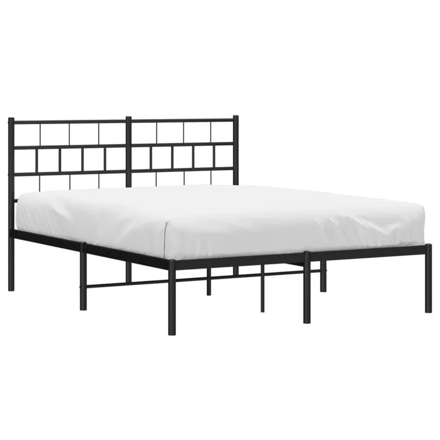 Cadre de lit métal sans matelas avec tête de lit noir 140x190cm - 3