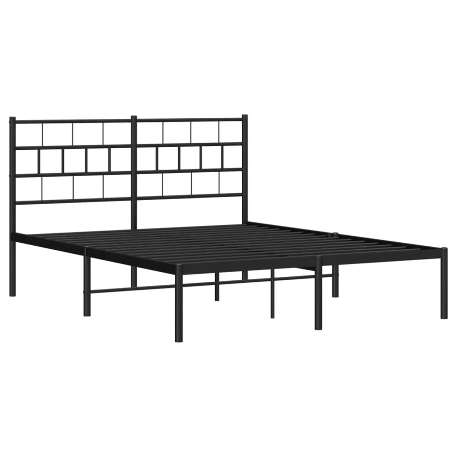 Cadre de lit métal sans matelas avec tête de lit noir 140x190cm - 4