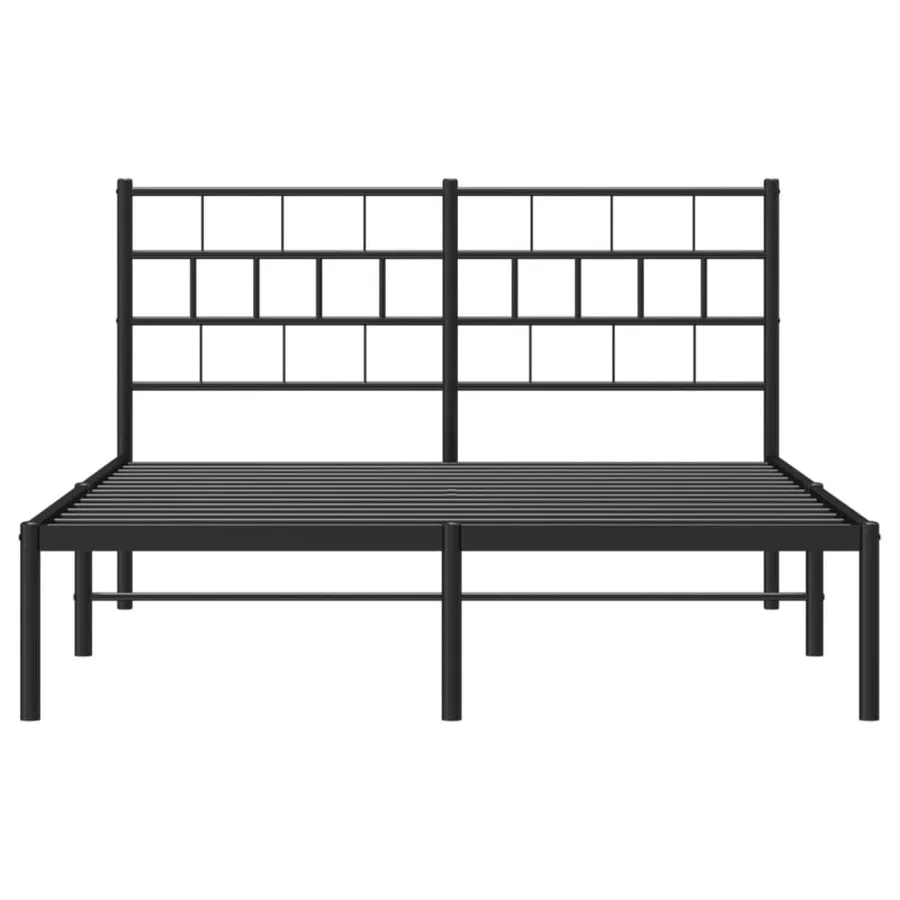 Cadre de lit métal sans matelas avec tête de lit noir 140x190cm - 5
