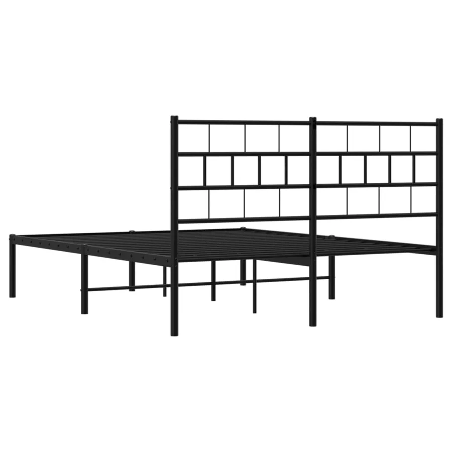 Cadre de lit métal sans matelas avec tête de lit noir 140x190cm - 7