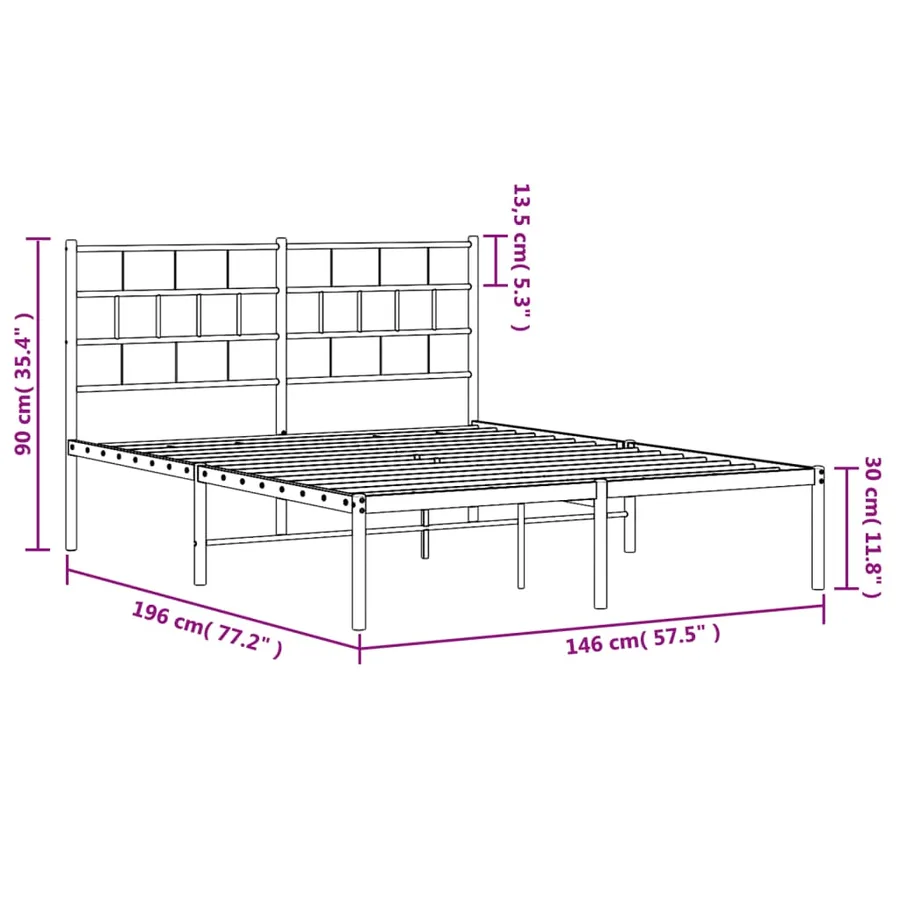 Cadre de lit métal sans matelas avec tête de lit noir 140x190cm - 9